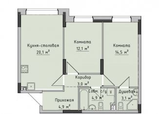 Продажа 2-комнатной квартиры, 63 м2, Ижевск, ЖК Холмогоровский