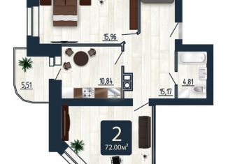 2-комнатная квартира на продажу, 72 м2, Смоленск, Промышленный район, улица Попова, 30