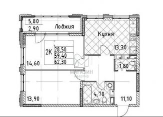 Продам двухкомнатную квартиру, 62.3 м2, Санкт-Петербург, Приморский район