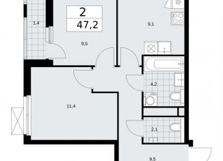 Продам 2-комнатную квартиру, 47.2 м2, Москва, жилой комплекс Прокшино, к11.2.1