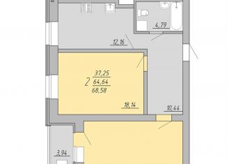 2-комнатная квартира на продажу, 68.6 м2, Тверь