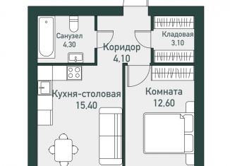 Продажа однокомнатной квартиры, 40.6 м2, посёлок Западный