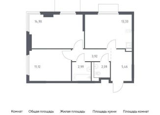 Продается двухкомнатная квартира, 53.8 м2, деревня Мисайлово, Каширское шоссе - Молоково - Андреевское
