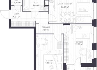 3-комнатная квартира на продажу, 59.3 м2, Ленинградская область