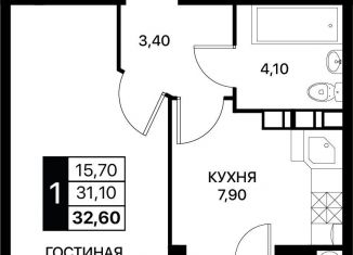 Продам 1-ком. квартиру, 32.6 м2, Ростов-на-Дону