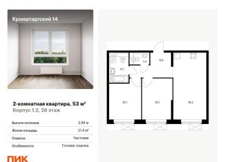 Продам двухкомнатную квартиру, 53 м2, Москва, ЖК Кронштадтский 14