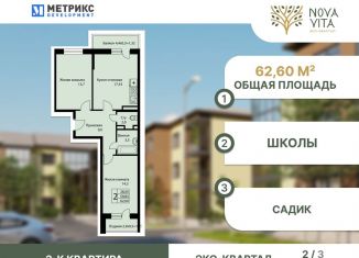 Продажа двухкомнатной квартиры, 62.6 м2, Краснодарский край