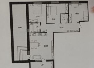 4-комнатная квартира на продажу, 126 м2, Тюмень, улица Газовиков, 79, ЖК Европейский Берег