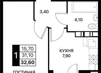 Продажа однокомнатной квартиры, 32.6 м2, Ростов-на-Дону
