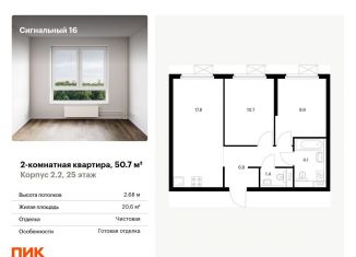 Продаю 2-комнатную квартиру, 50.7 м2, Москва, метро Владыкино