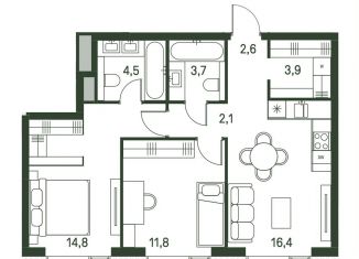 Продам 2-ком. квартиру, 59.8 м2, Москва, станция Стрешнево, 4-й Красногорский проезд