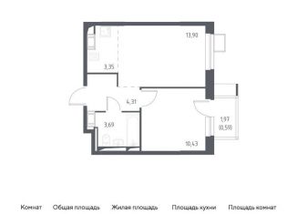 1-комнатная квартира на продажу, 36.3 м2, Московская область, микрорайон Пригород Лесное, к5.1