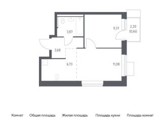 Однокомнатная квартира на продажу, 35.4 м2, деревня Мисайлово, микрорайон Пригород Лесное, к14.2