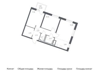 Продам двухкомнатную квартиру, 59.2 м2, деревня Лаголово, жилой комплекс Квартал Лаголово, 1