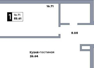 Продам 1-комнатную квартиру, 53.6 м2, Самара, метро Российская