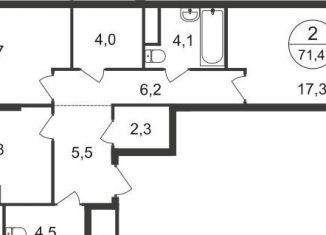 Продам 2-комнатную квартиру, 71.4 м2, Московский, 11-я фаза, к4