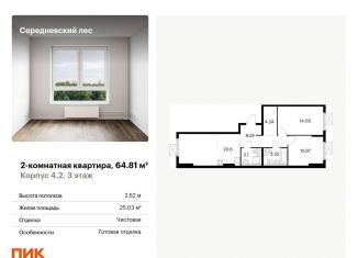Двухкомнатная квартира на продажу, 64.8 м2, поселение Филимонковское, ЖК Середневский Лес