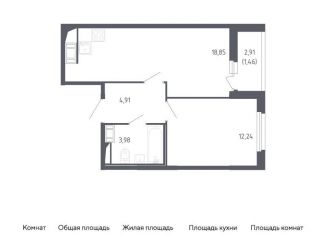 Продается 1-комнатная квартира, 41.4 м2, Санкт-Петербург, метро Проспект Ветеранов