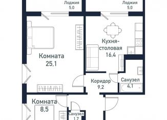 Продам 2-комнатную квартиру, 65.2 м2, посёлок Западный, улица имени капитана Ефимова, 8