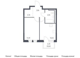 Продажа однокомнатной квартиры, 32.4 м2, деревня Новосаратовка