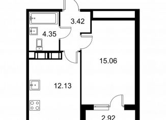 Однокомнатная квартира на продажу, 36.4 м2, Колпино
