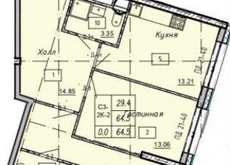 Продаю двухкомнатную квартиру, 64.2 м2, Люберцы, Хлебозаводской проезд, 6с1, ЖК Карамельный