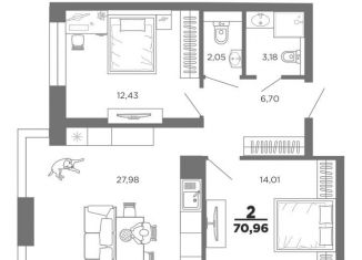 Продается двухкомнатная квартира, 68.7 м2, Рязанская область, 5-й Новый проезд
