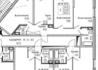 Трехкомнатная квартира на продажу, 79 м2, Санкт-Петербург, ЖК Аквилон Залив, улица Виктора Конецкого, 5