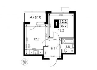 Продам 1-комнатную квартиру, 36.7 м2, поселение Мосрентген, жилой комплекс 1-й Ясеневский, к1