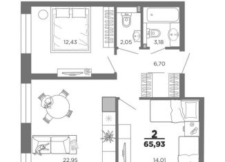 Продается 2-комнатная квартира, 63.6 м2, Рязанская область, 5-й Новый проезд