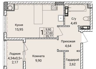 Продам однокомнатную квартиру, 39.8 м2, Севастополь, улица Братьев Манганари, 30к2