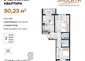 2-комнатная квартира на продажу, 50.2 м2, Ульяновская область, жилой комплекс ЭкоСити, 11