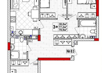 Продам 3-ком. квартиру, 78.9 м2, Нижний Новгород, Автозаводский район