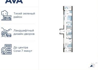 Продается двухкомнатная квартира, 50.8 м2, Краснодарский край