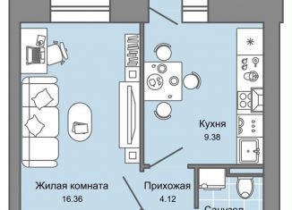 Продается однокомнатная квартира, 36 м2, Кировская область, Театральная площадь