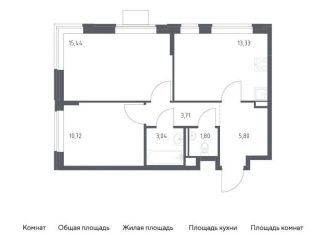 Продажа 2-комнатной квартиры, 53.8 м2, Московская область, жилой комплекс Прибрежный Парк, 7.2