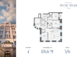 Продам четырехкомнатную квартиру, 176.6 м2, Москва, Потаповский переулок, 5с4, метро Чистые пруды