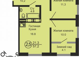 Продается 2-ком. квартира, 57.2 м2, Оренбург, жилой комплекс Квартет, 1, Промышленный район