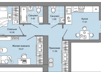 Продаю 2-комнатную квартиру, 59 м2, Ульяновская область, жилой комплекс Центрополис, 5