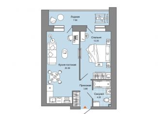 Продается 1-комнатная квартира, 46 м2, Киров, улица Дмитрия Козулева, 2к1