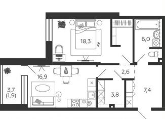 Продается 1-ком. квартира, 55.9 м2, Москва, набережная Марка Шагала, 11к2, ЖК Шагал