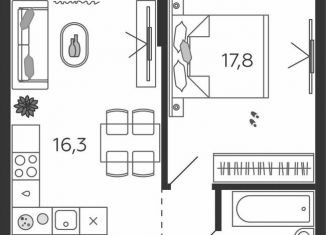 Продам 1-комнатную квартиру, 46.2 м2, Москва, 2-я очередь, к1.2, ЖК Шагал