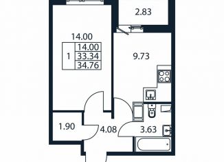 Продам 1-ком. квартиру, 36.2 м2, Мурино