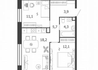 Продам 2-ком. квартиру, 55.3 м2, Москва, 3-я очередь, к6, станция ЗИЛ