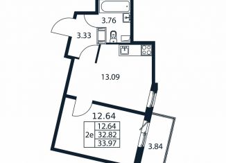 Продам 1-ком. квартиру, 36.7 м2, Мурино