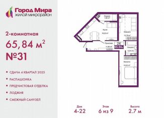 Продам 2-комнатную квартиру, 65.8 м2, Симферополь, ЖК Город Мира