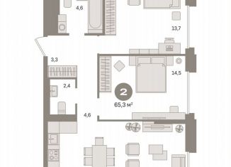 Продается 2-ком. квартира, 65.3 м2, Москва, метро Домодедовская, жилой комплекс Квартал Герцена, к1