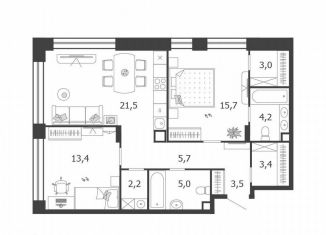 Продается 2-ком. квартира, 77.6 м2, Москва, 3-я очередь, к6, Даниловский район