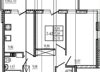 Продажа 2-комнатной квартиры, 55 м2, Ленинградская область