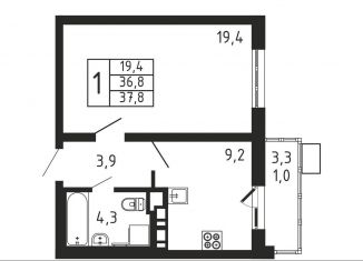 Продается 1-комнатная квартира, 37.8 м2, Московская область